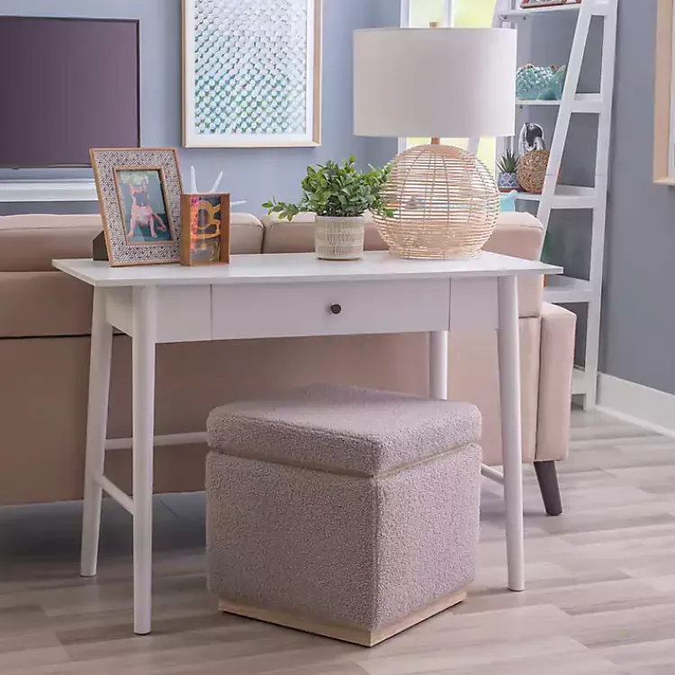 Office Furniture-Kirklands Home Dark Wood 1-Drawer Midcentury Modern Desk Brown