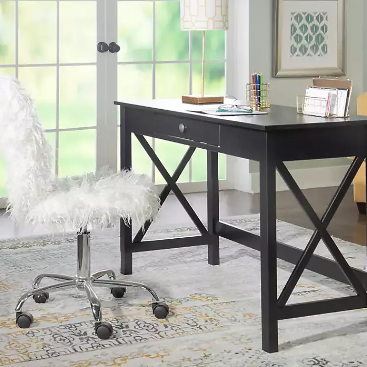 Office Furniture-Kirklands Home Wood X-Sides Desk Black