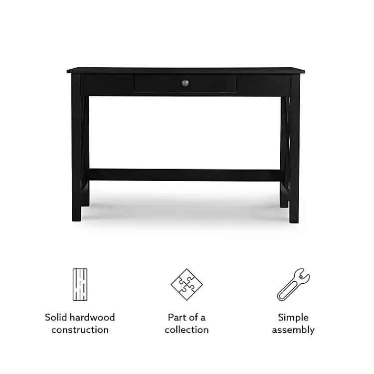 Office Furniture-Kirklands Home Wood X-Sides Desk Black