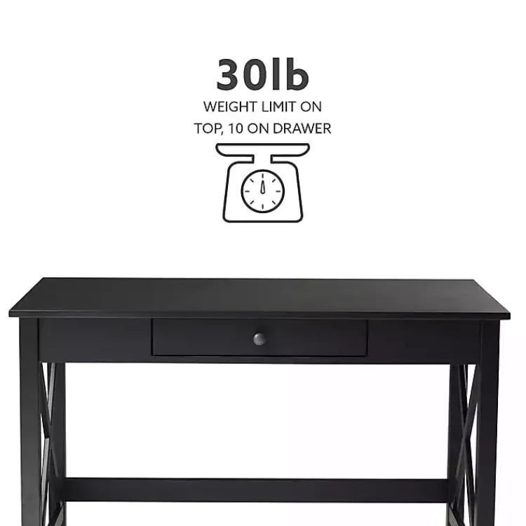 Office Furniture-Kirklands Home Wood X-Sides Desk Black