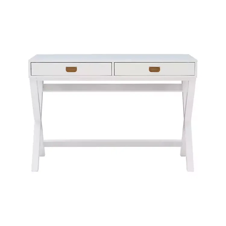Office Furniture-Kirklands Home Wood 2-Drawer X-Frame Desk White