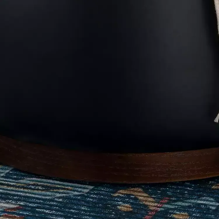 Benches & Ottomans-Kirklands Home Round Faux Leather Storage Ottoman Black