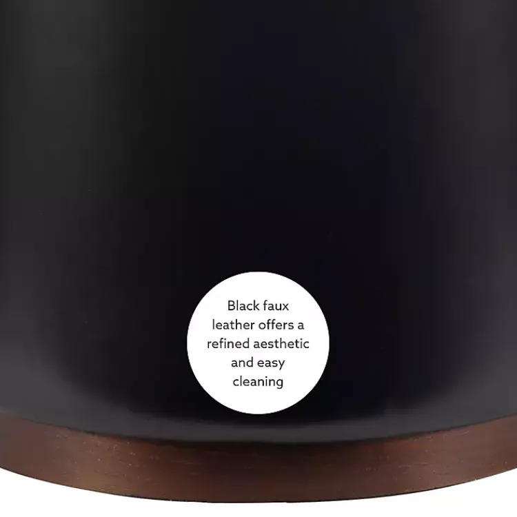 Benches & Ottomans-Kirklands Home Round Faux Leather Storage Ottoman Black