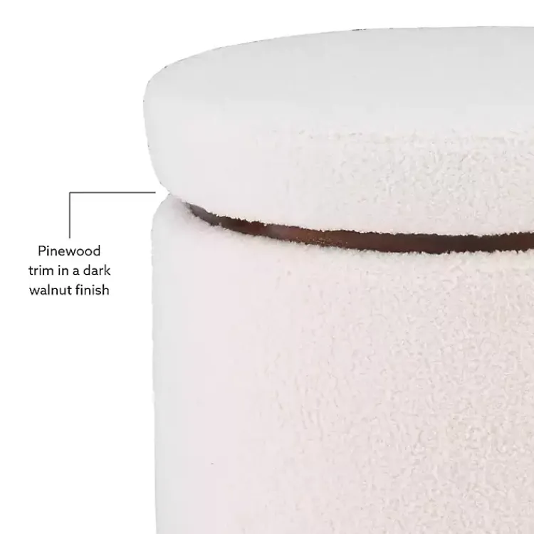 Benches & Ottomans-Kirklands Home Sherpa Upholstered Storage Ottoman White