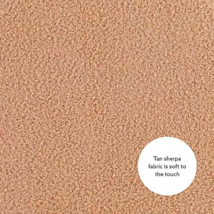 Benches & Ottomans-Kirklands Home Sherpa Upholstered Storage Ottoman Tan