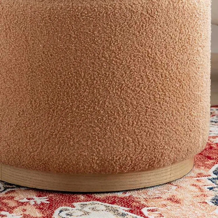 Benches & Ottomans-Kirklands Home Sherpa Upholstered Storage Ottoman Tan