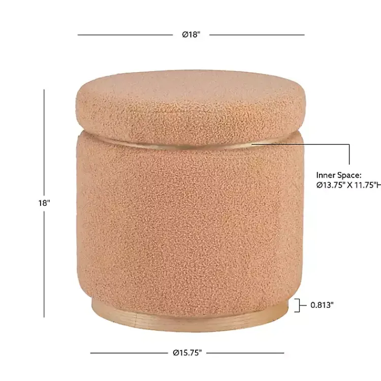 Benches & Ottomans-Kirklands Home Sherpa Upholstered Storage Ottoman Tan
