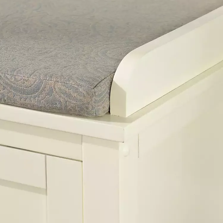Benches & Ottomans-Kirklands Home White Wood Upholstered Storage Bench