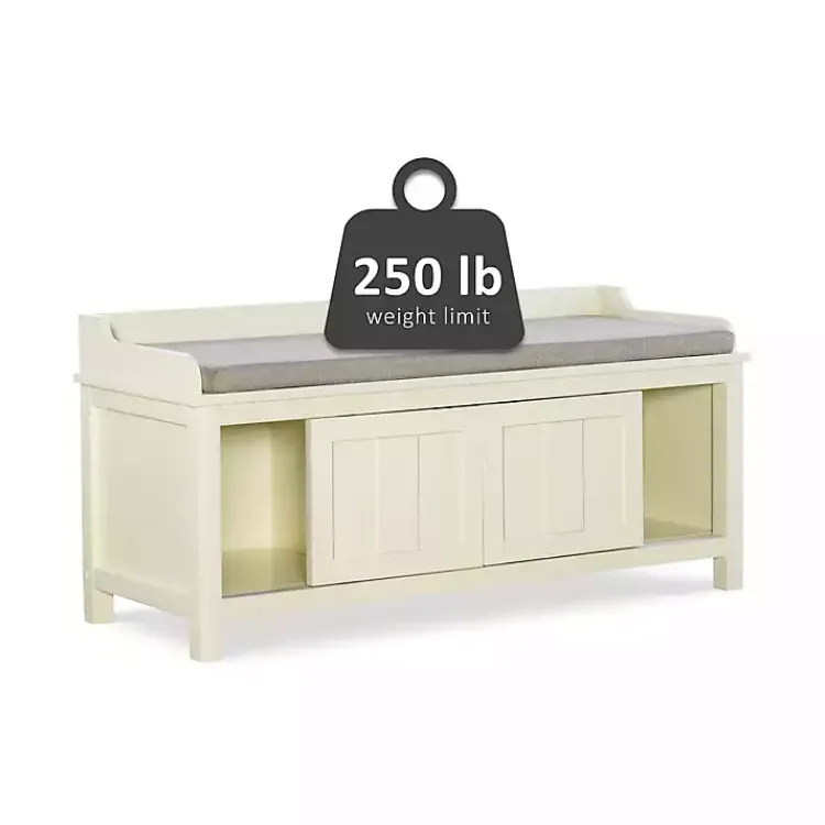 Benches & Ottomans-Kirklands Home White Wood Upholstered Storage Bench