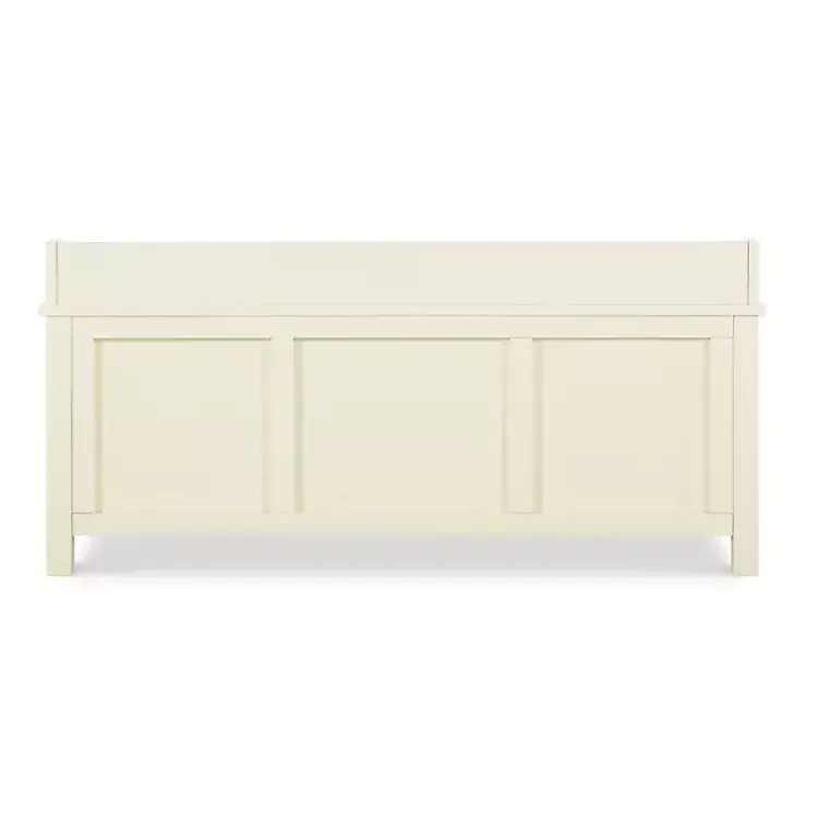 Benches & Ottomans-Kirklands Home White Wood Upholstered Storage Bench