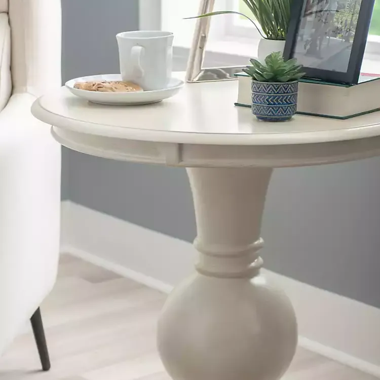 Accent & End Tables-Kirklands Home Wood Round Base Side Table White