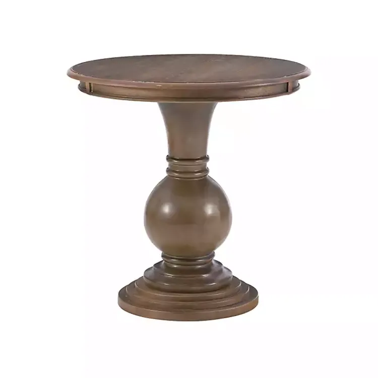 Accent & End Tables-Kirklands Home Wood Round Base Side Table Brown