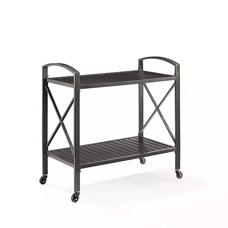 Outdoor Accent Furniture-Kirklands Home Bronze Metal 2-Tier Outdoor Bar Cart Brown