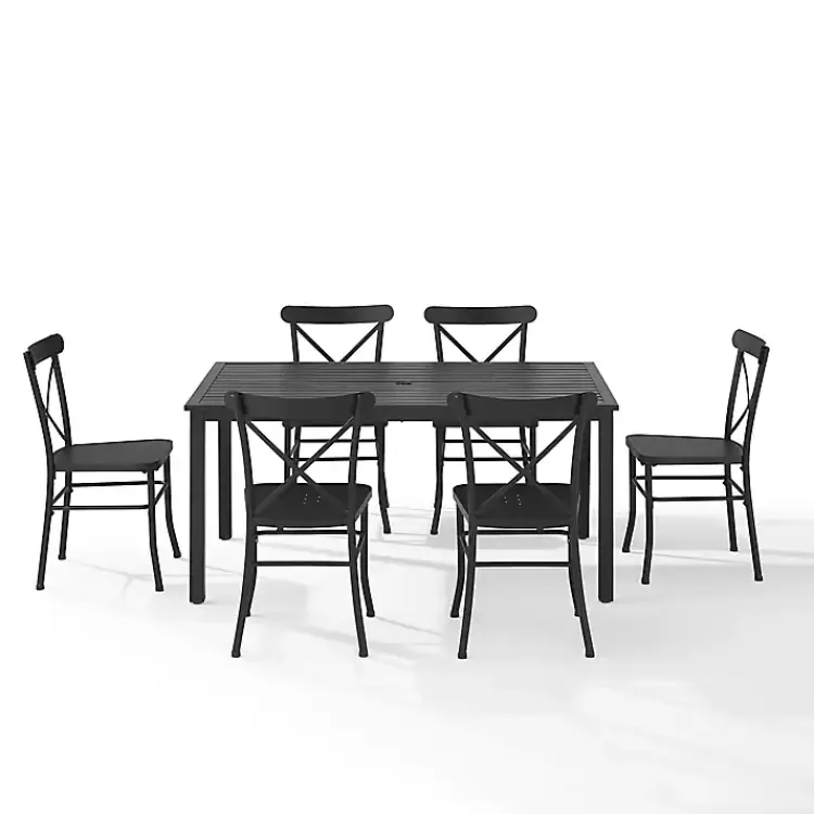 Outdoor Dining-Kirklands Home Steel Farmhouse 7-pc. Outdoor Dining Set Black