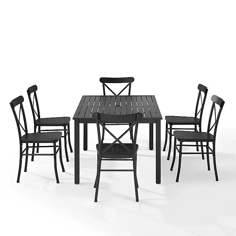 Outdoor Dining-Kirklands Home Steel Farmhouse 7-pc. Outdoor Dining Set Black