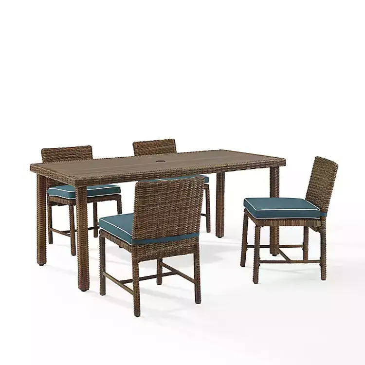Outdoor Dining-Kirklands Home Navy Blue Wicker 5-pc. Outdoor Dining Set