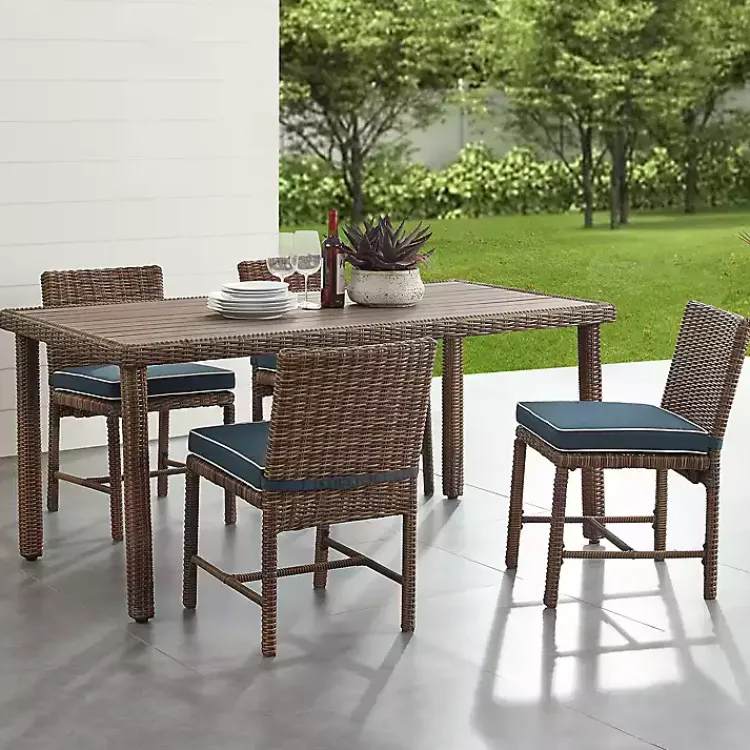 Outdoor Dining-Kirklands Home Navy Blue Wicker 5-pc. Outdoor Dining Set