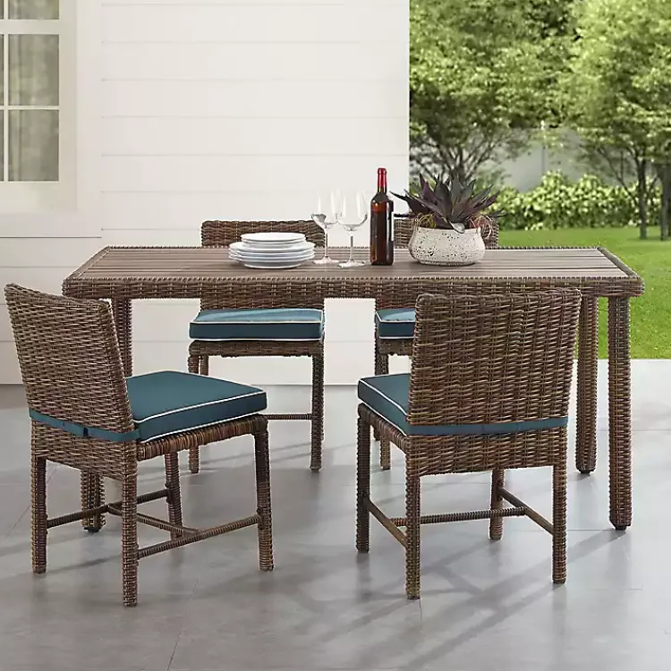 Outdoor Dining-Kirklands Home Navy Blue Wicker 5-pc. Outdoor Dining Set