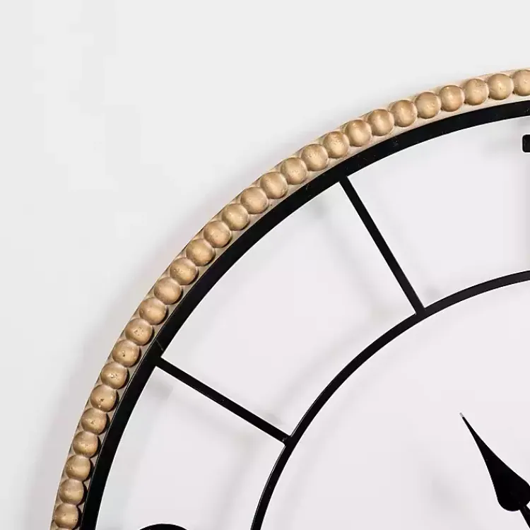 Clocks-Kirklands Home Beaded Wood and Metal Open Wall Clock