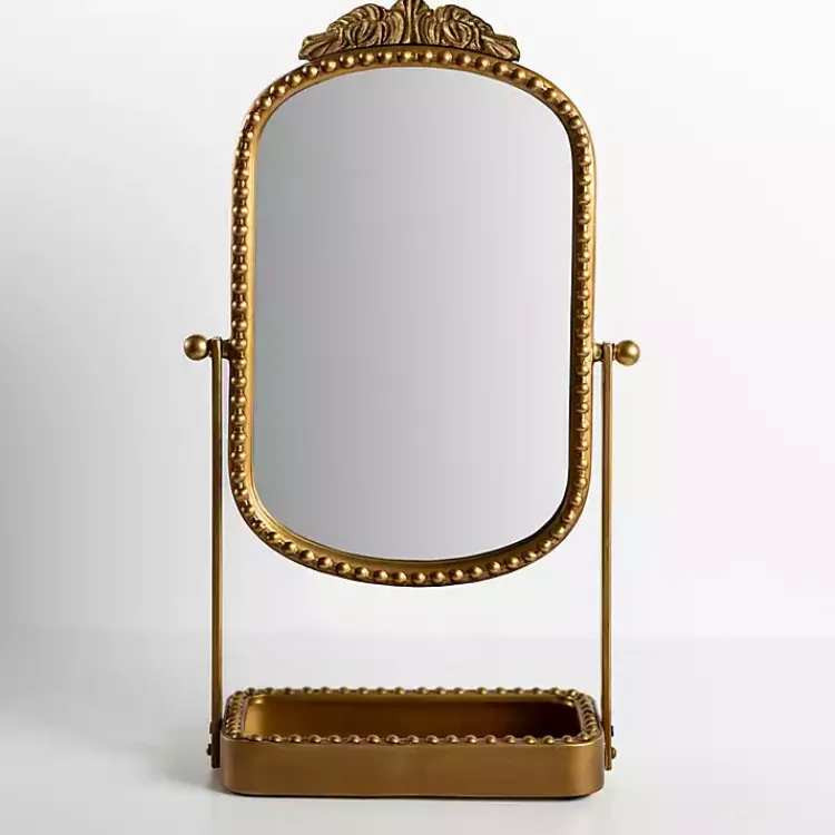 Decorative Mirrors-Kirklands Home Beaded Bordeaux Tray Base Tabletop Mirror