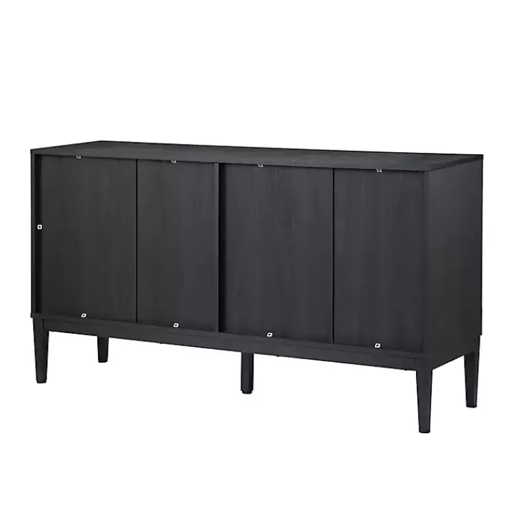 Cabinets & Sideboards-Kirklands Home Brown and Black Wood Chevron 4-Door Sideboard