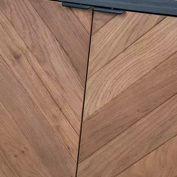 Cabinets & Sideboards-Kirklands Home Brown and Black Wood Chevron 4-Door Sideboard