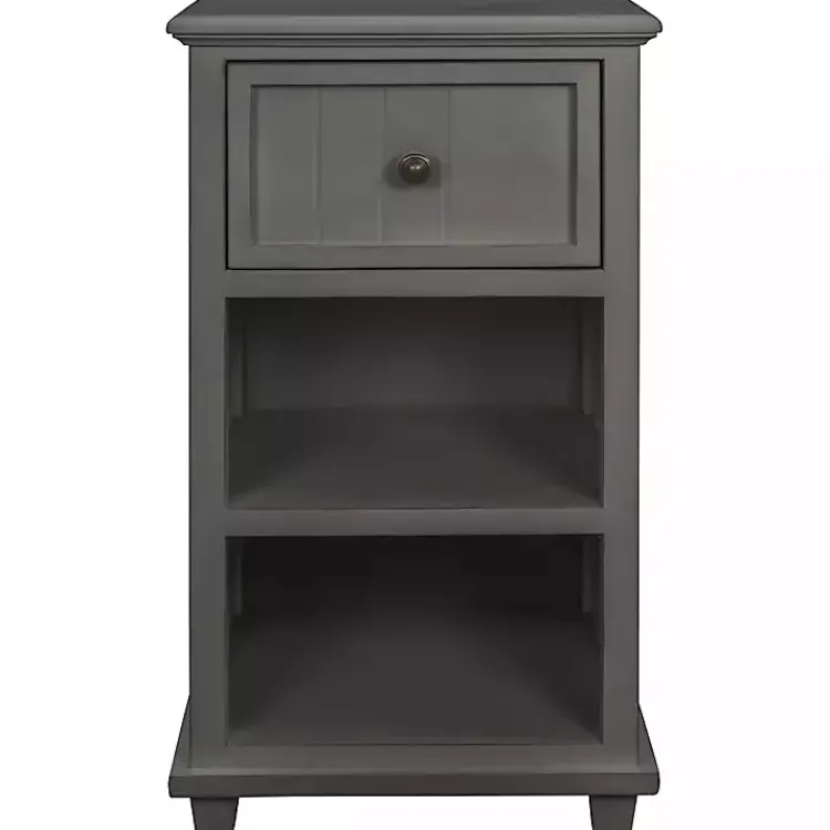 Accent & End Tables-Kirklands Home Slim Wooden 2-Shelf Side Table Gray