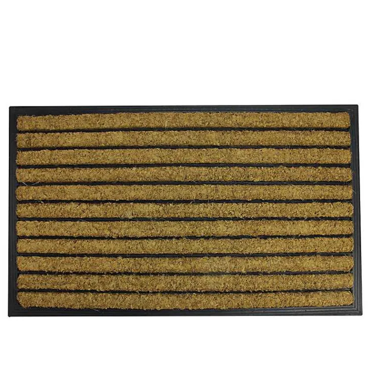 Doormats-Kirklands Home Natural Coir Striped Non-Skid Doormat