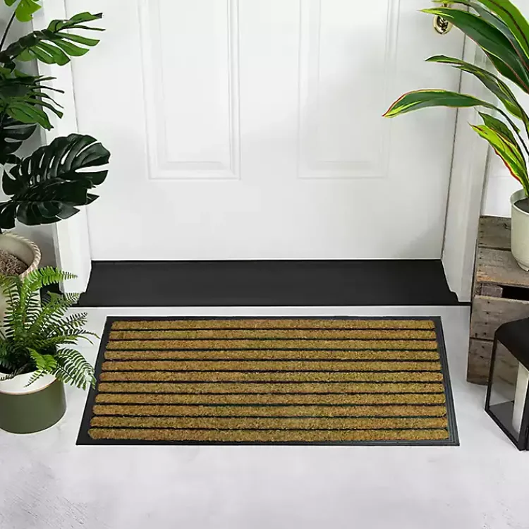 Doormats-Kirklands Home Natural Coir Striped Non-Skid Doormat