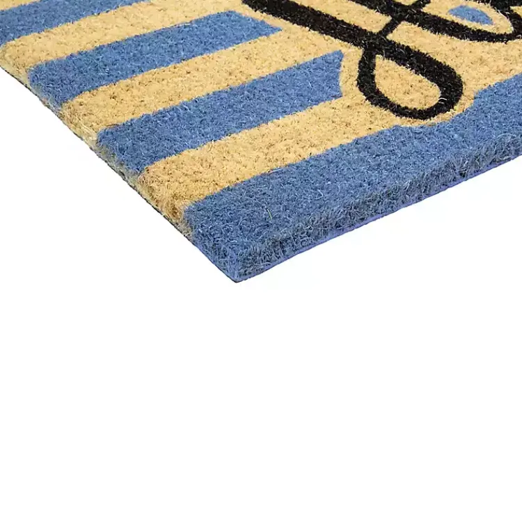 Doormats-Kirklands Home Blue Striped Hello Doormat