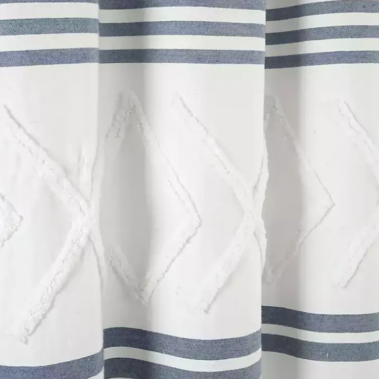 Shower Curtains-Kirklands Home Blue Stripe Diamond Tufted Shower Curtain