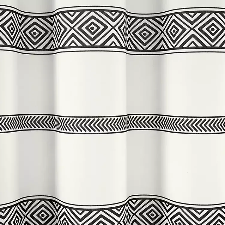 Shower Curtains-Kirklands Home Black and White Striped Boho Shower Curtain