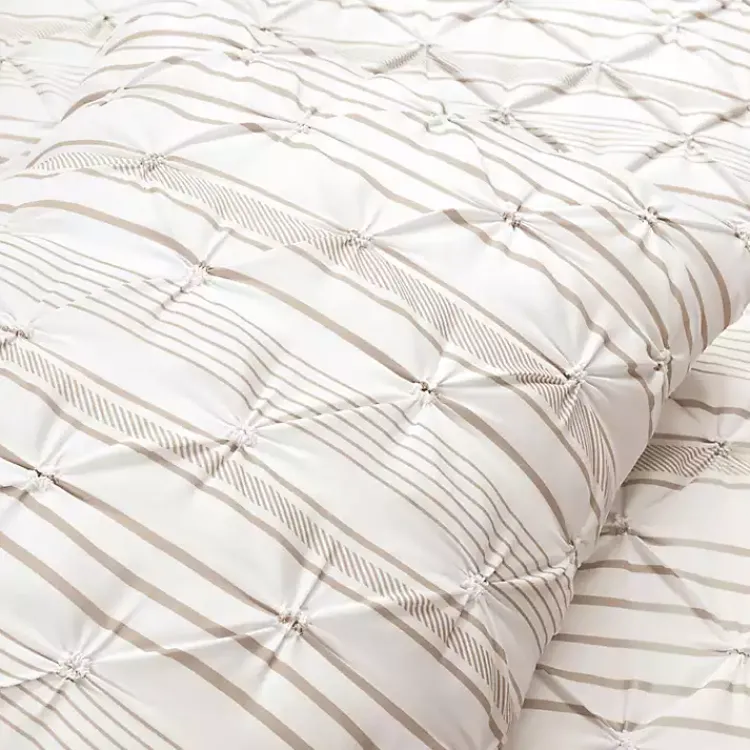 Comforters-Kirklands Home Tan Pintuck Stripe Full/Queen 5-pc. Comforter Set