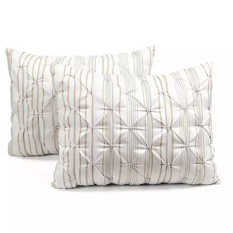 Comforters-Kirklands Home Tan Pintuck Stripe Full/Queen 5-pc. Comforter Set