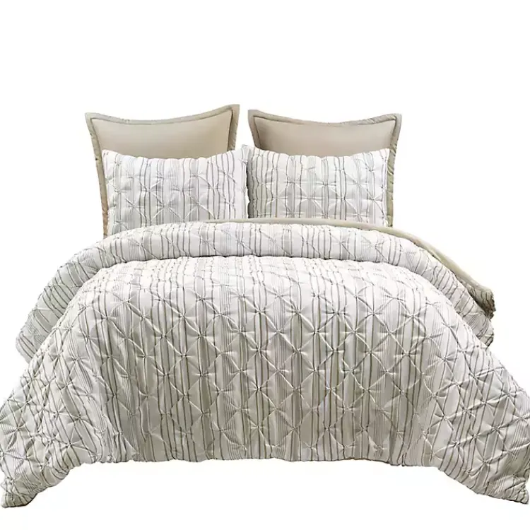 Comforters-Kirklands Home Tan Pintuck Stripe Full/Queen 5-pc. Comforter Set