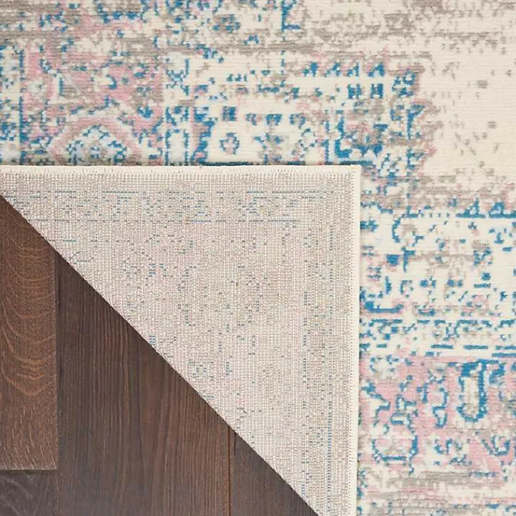 Area Rugs-Kirklands Home Ivory and Pink Central Medallion Area Rug, 5x7