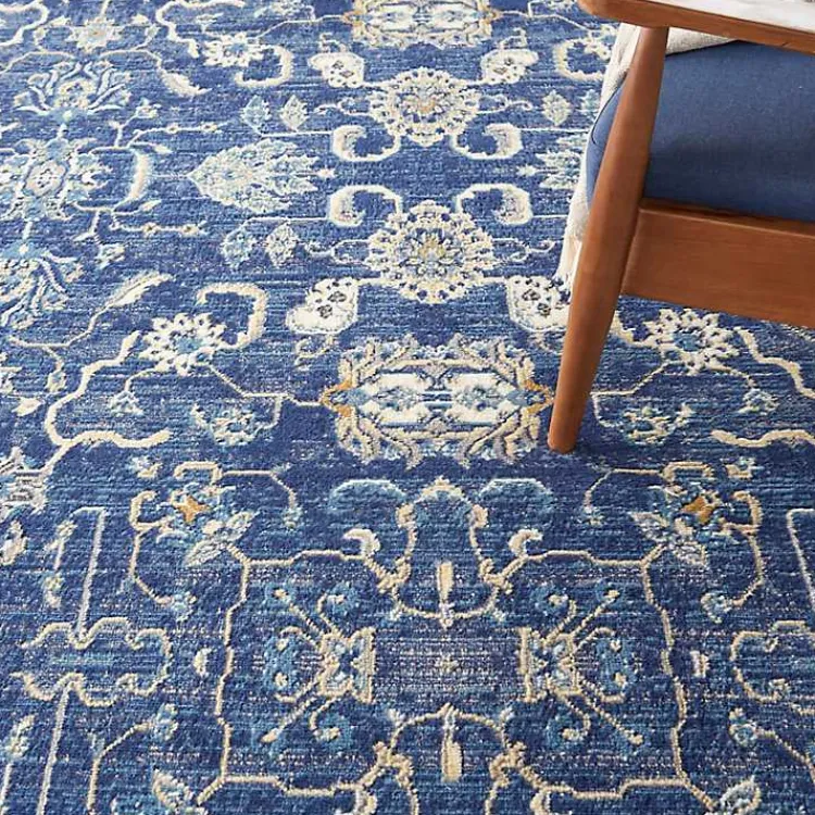 Area Rugs-Kirklands Home Navy and Beige Botanical Area Rug, 7x10