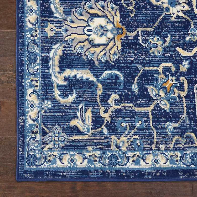 Area Rugs-Kirklands Home Navy and Beige Botanical Area Rug, 7x9