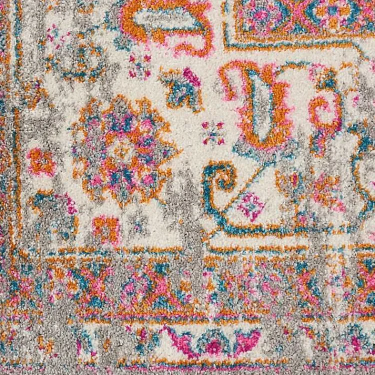 Area Rugs-Kirklands Home Gray & Pink Central Motif Botanical Area Rug, 5x7