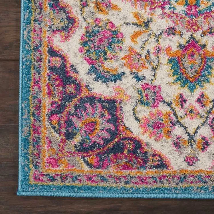 Area Rugs-Kirklands Home Ivory & Multi Floral Medallion Runner, 2x10