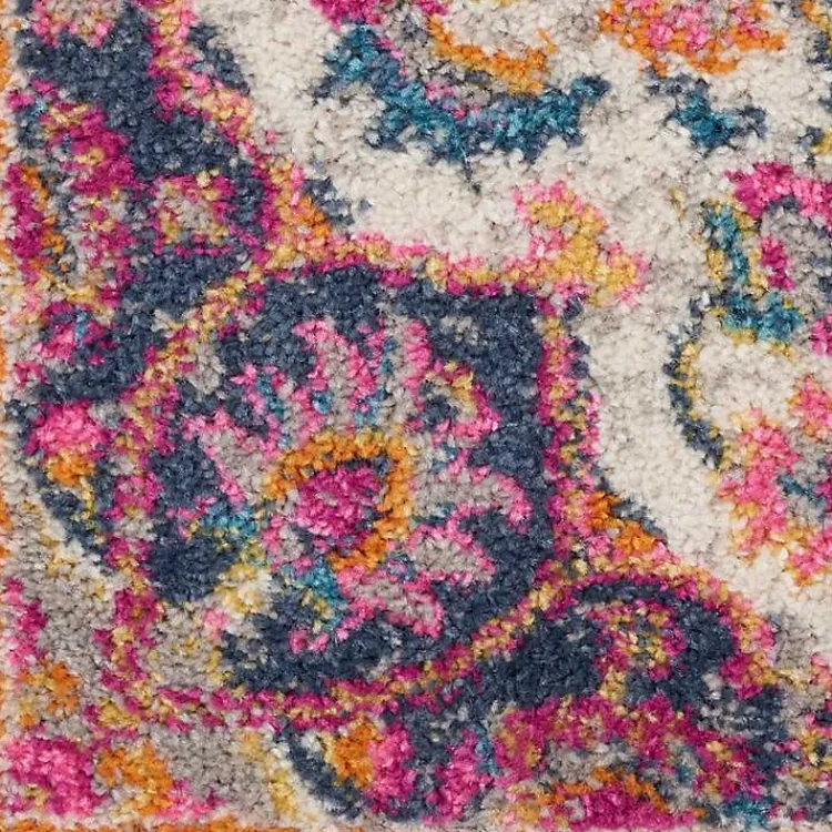 Area Rugs-Kirklands Home Ivory & Multi Floral Medallion Runner, 2x10