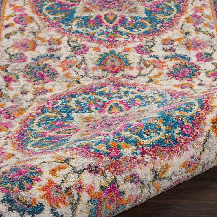 Area Rugs-Kirklands Home Ivory & Multi Floral Medallion Runner, 2x10