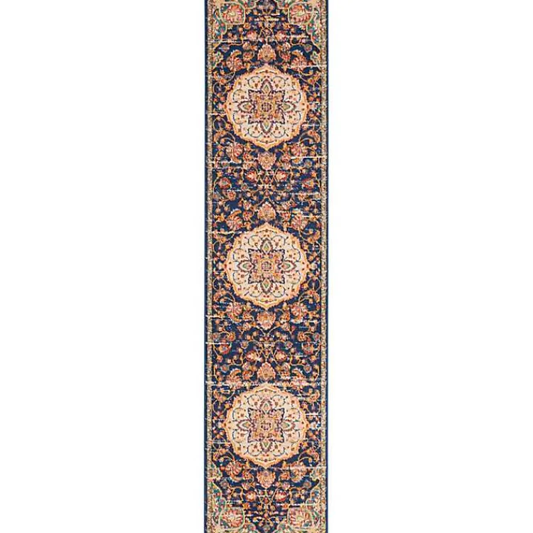 Area Rugs-Kirklands Home Navy & Multi Floral Medallion Runner