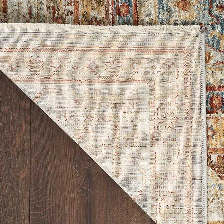 Area Rugs-Kirklands Home Blue Distressed Medallion Runner, 2x10 Multi