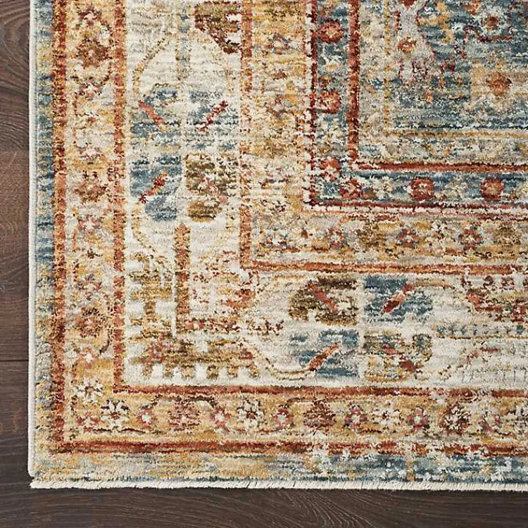 Area Rugs-Kirklands Home Blue Distressed Medallion Runner, 2x10 Multi