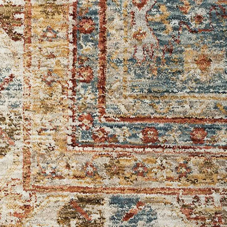 Area Rugs-Kirklands Home Blue Distressed Medallion Runner, 2x10 Multi