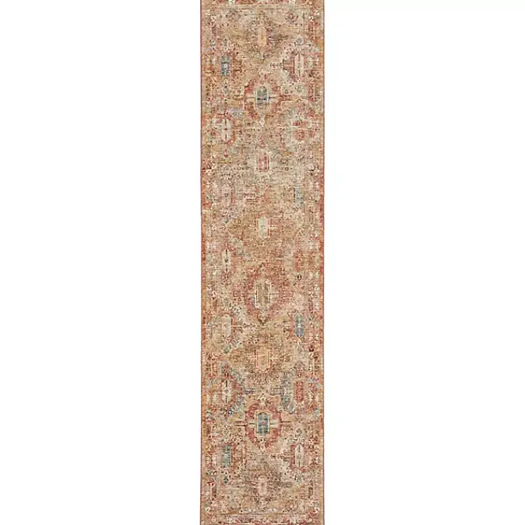 Area Rugs-Kirklands Home Rust Distressed Multi Medallion Runner, 2x10