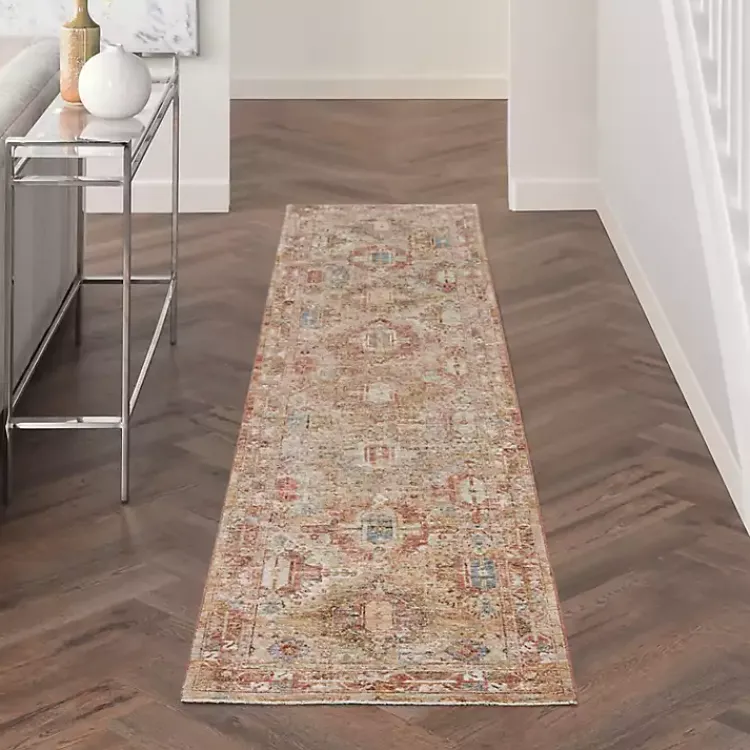 Area Rugs-Kirklands Home Rust Distressed Multi Medallion Runner, 2x10