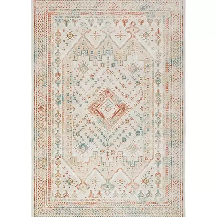 Area Rugs-Kirklands Home Irsia White Traditional Area Rug, 5x7