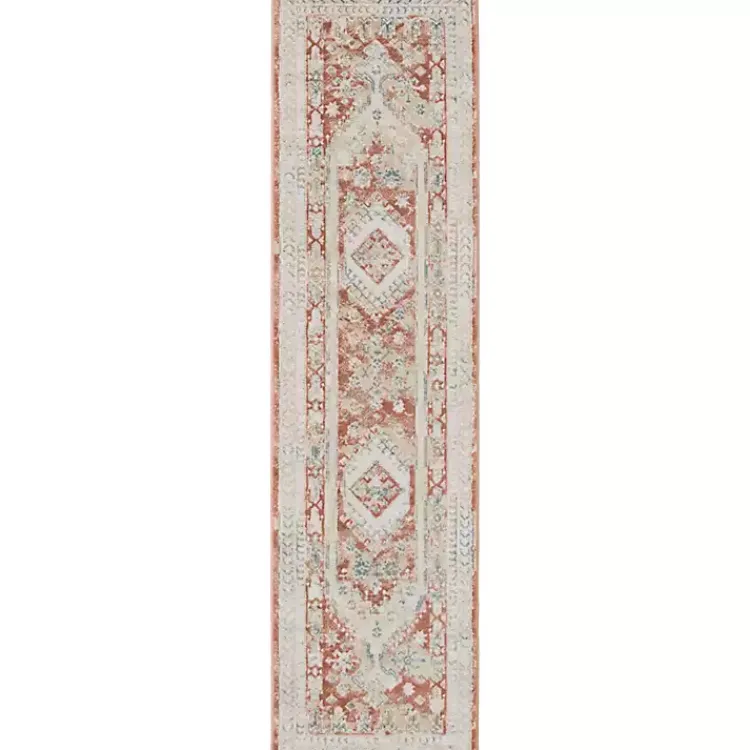 Area Rugs-Kirklands Home Irsia Rust Traditional Serged Runner, 2x8
